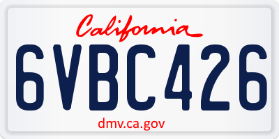 CA license plate 6VBC426