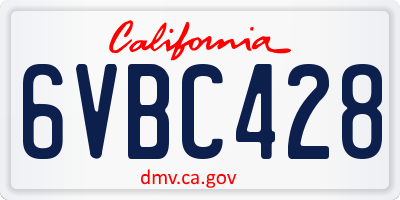 CA license plate 6VBC428