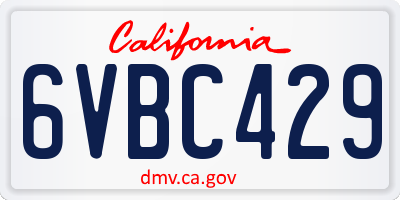 CA license plate 6VBC429