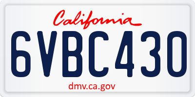 CA license plate 6VBC430