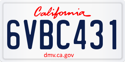 CA license plate 6VBC431