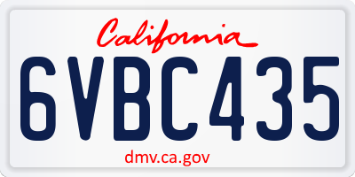 CA license plate 6VBC435