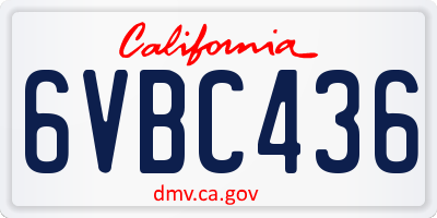 CA license plate 6VBC436