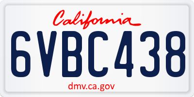 CA license plate 6VBC438