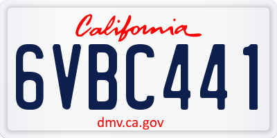 CA license plate 6VBC441