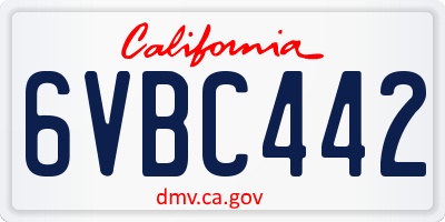 CA license plate 6VBC442
