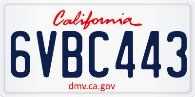 CA license plate 6VBC443