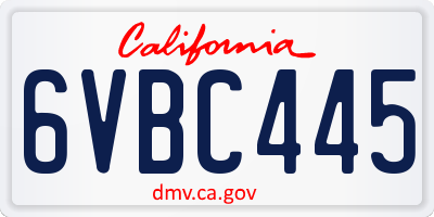 CA license plate 6VBC445