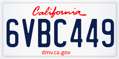 CA license plate 6VBC449