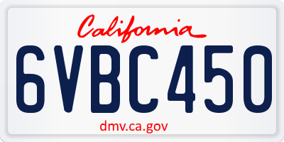 CA license plate 6VBC450