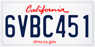 CA license plate 6VBC451