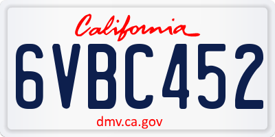 CA license plate 6VBC452