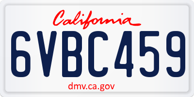 CA license plate 6VBC459