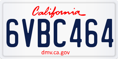 CA license plate 6VBC464