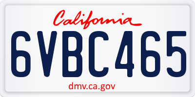 CA license plate 6VBC465