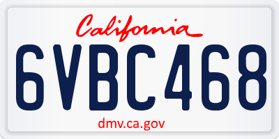 CA license plate 6VBC468