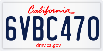 CA license plate 6VBC470