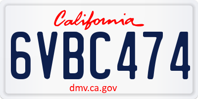 CA license plate 6VBC474