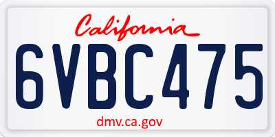 CA license plate 6VBC475