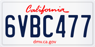 CA license plate 6VBC477
