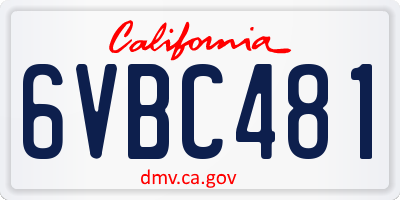 CA license plate 6VBC481