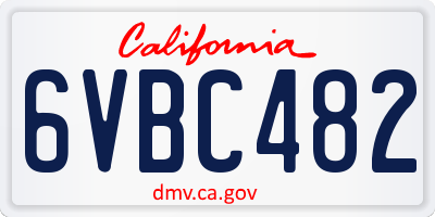 CA license plate 6VBC482