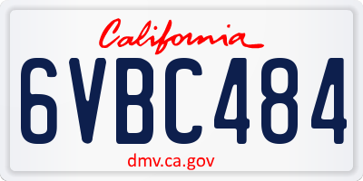 CA license plate 6VBC484