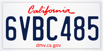 CA license plate 6VBC485