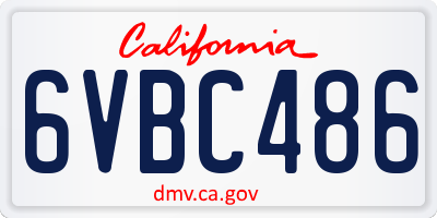 CA license plate 6VBC486