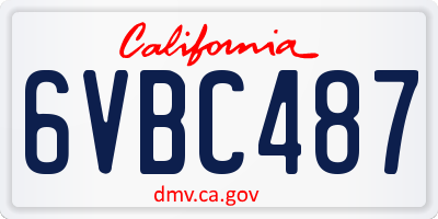 CA license plate 6VBC487