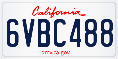 CA license plate 6VBC488