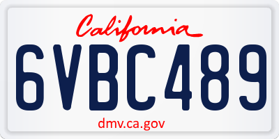 CA license plate 6VBC489