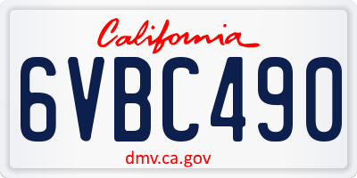 CA license plate 6VBC490