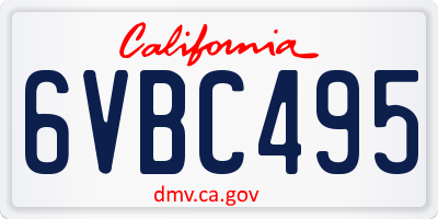 CA license plate 6VBC495
