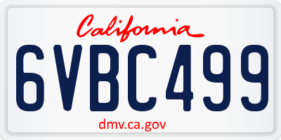 CA license plate 6VBC499