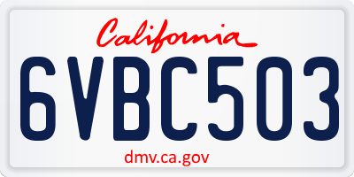CA license plate 6VBC503