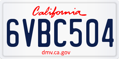 CA license plate 6VBC504