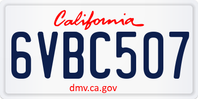CA license plate 6VBC507