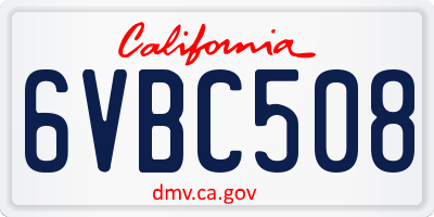 CA license plate 6VBC508
