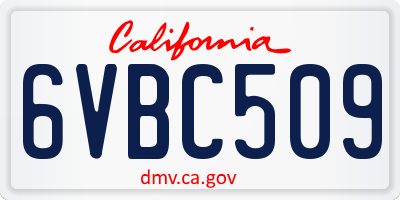 CA license plate 6VBC509