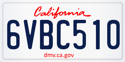 CA license plate 6VBC510