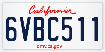 CA license plate 6VBC511