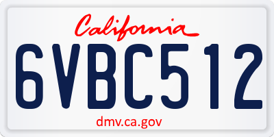CA license plate 6VBC512