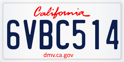 CA license plate 6VBC514