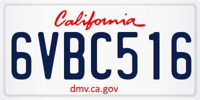 CA license plate 6VBC516