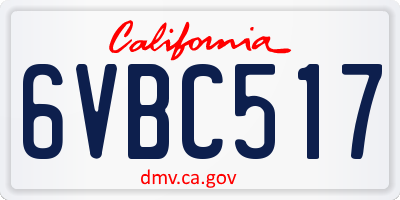 CA license plate 6VBC517