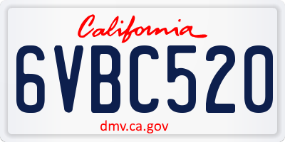 CA license plate 6VBC520