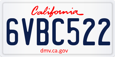 CA license plate 6VBC522