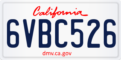 CA license plate 6VBC526