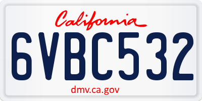 CA license plate 6VBC532